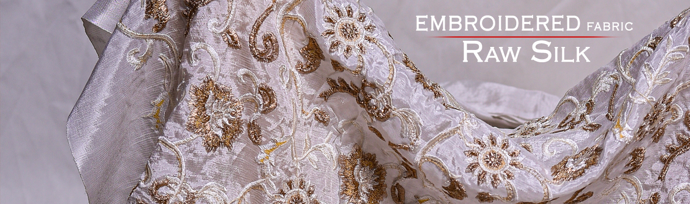 Embroidered Raw Silk Fabric White Centre Fabrics embroidered-raw-silk-fabric-white-centre-fabrics