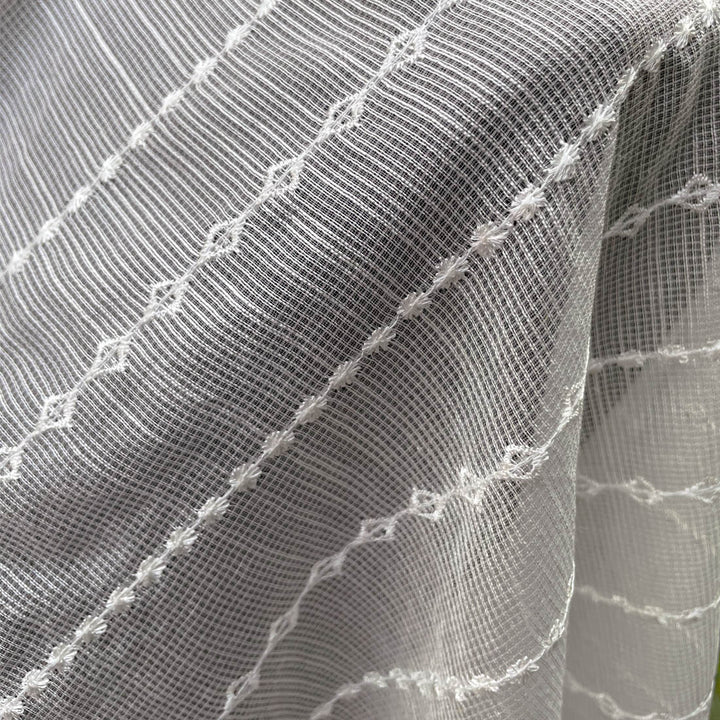 Embroidered Cotton Net - White Centre Fabrics 