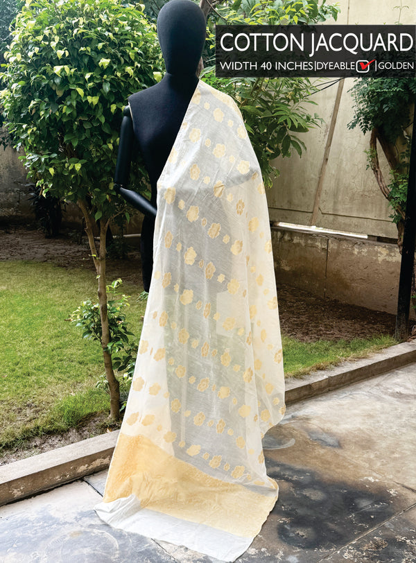 Cotton Jacquard Dupatta - Dull Gold