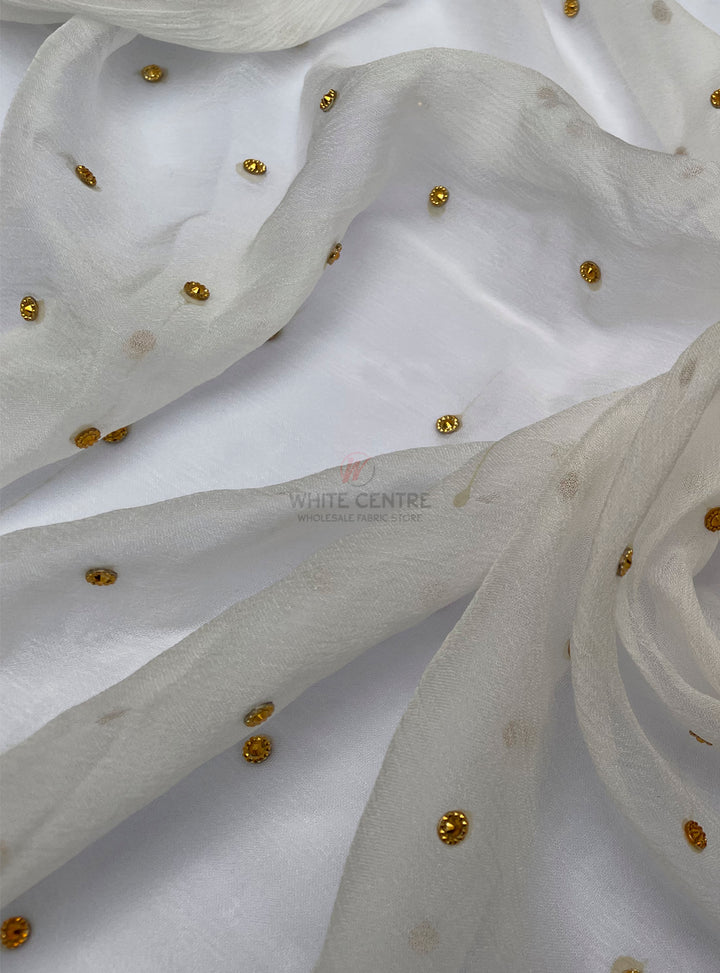 Pk Crinkle Chiffon Beans - White Centre Fabrics 