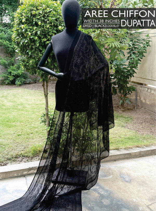 Aree Chiffon Dupatta-Black