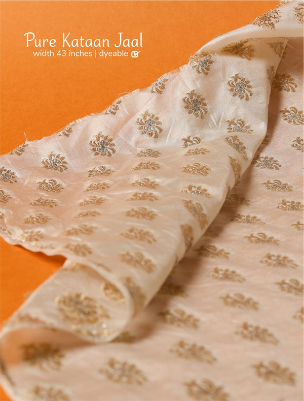 Pure kataan jaal - White Centre Fabrics 