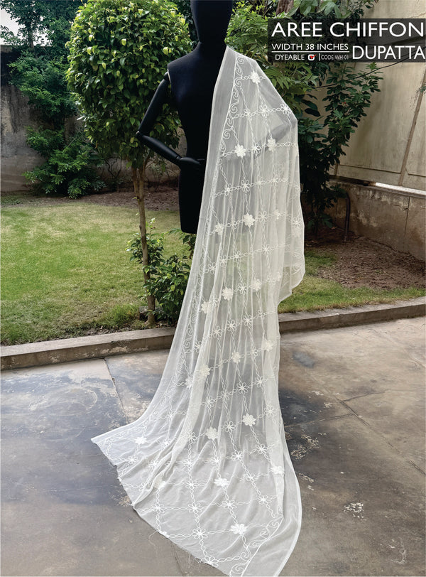 Aree Chiffon Dupatta ( White )