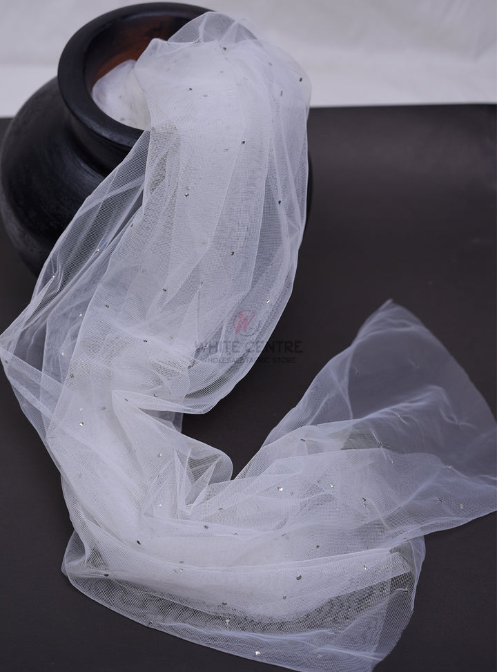 Net  Spangled Makesh - White Centre Fabrics 