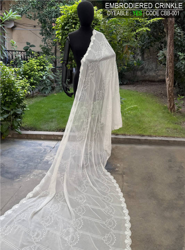 Embroidered Crinkle Chiffon (2 sided bordered)