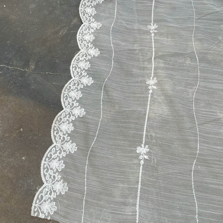 Embroidered Cotton Net - White Centre Fabrics 