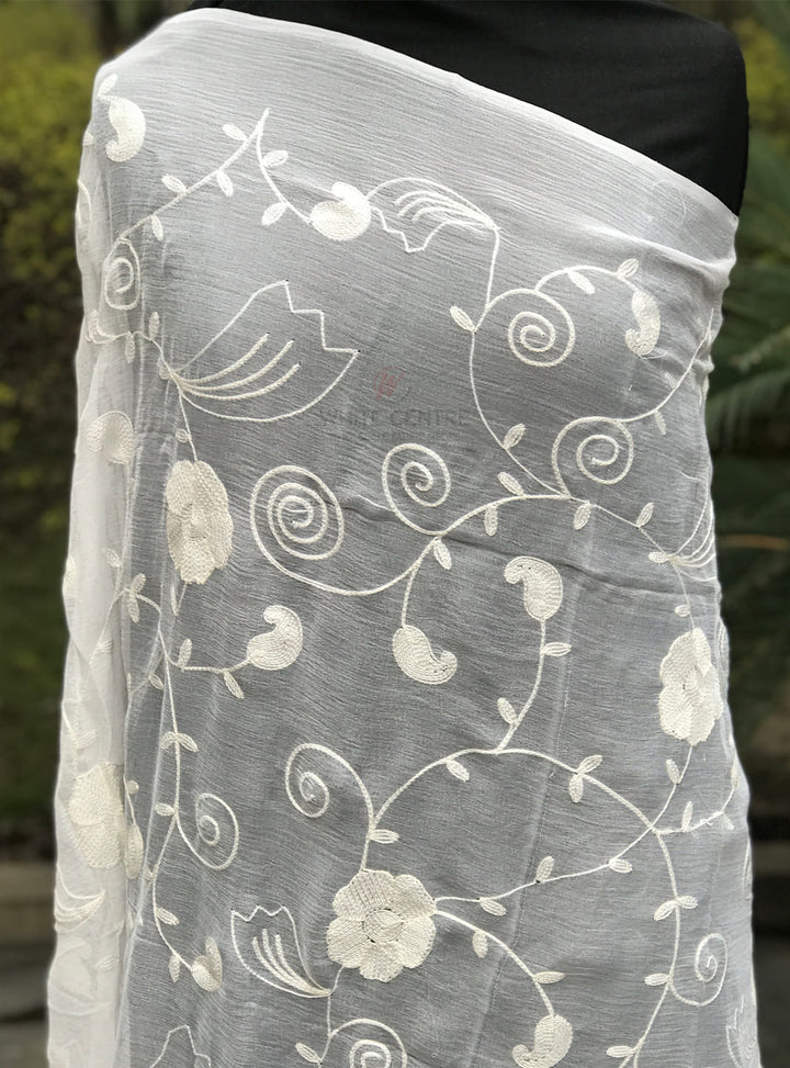 Aree Chiffon Dupatta ( White ) - White Centre Fabrics 