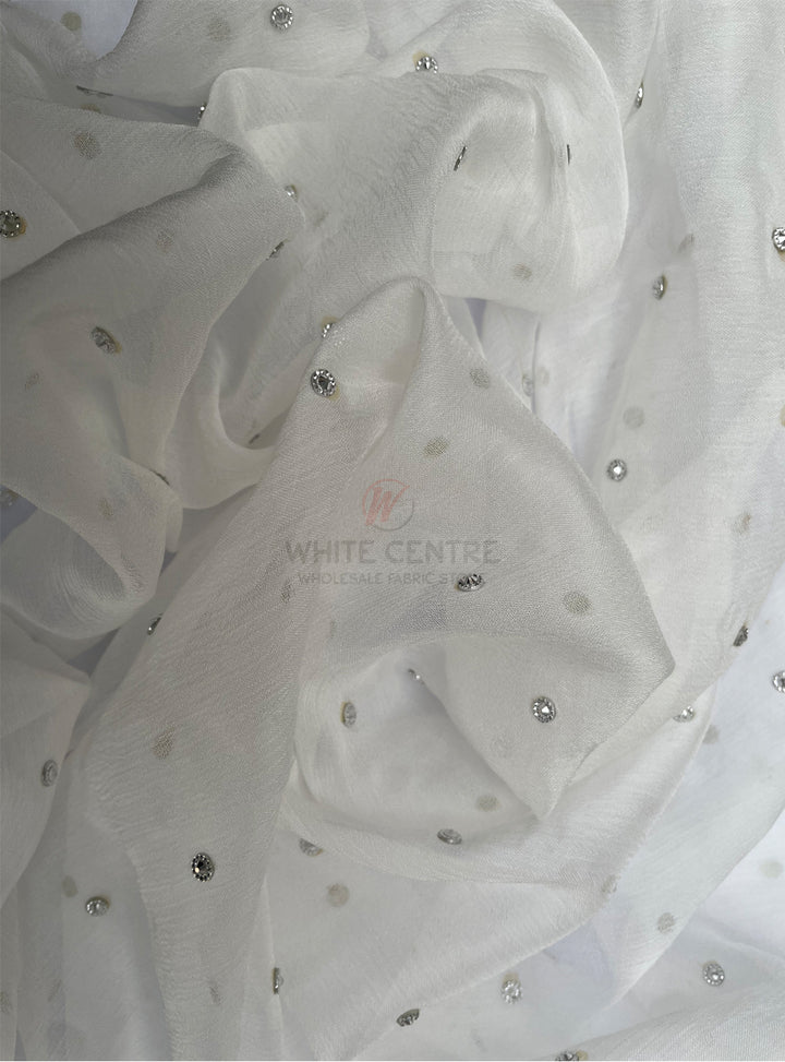 Pk Crinkle Chiffon Beans - White Centre Fabrics 