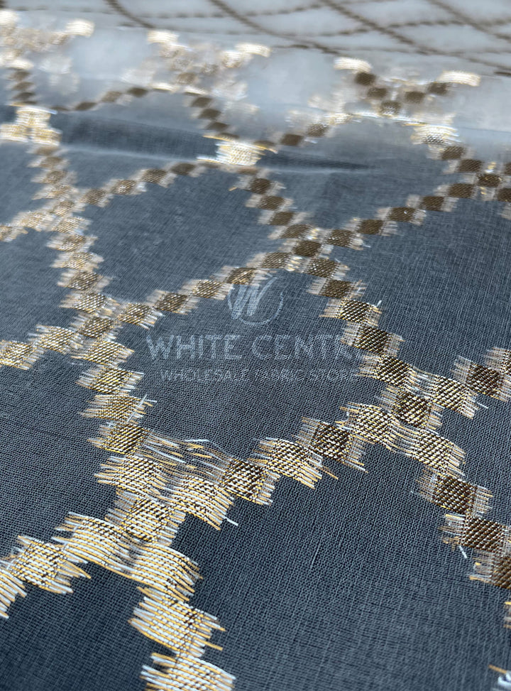 Organza Jacquard (Check Design) - White Centre Fabrics 