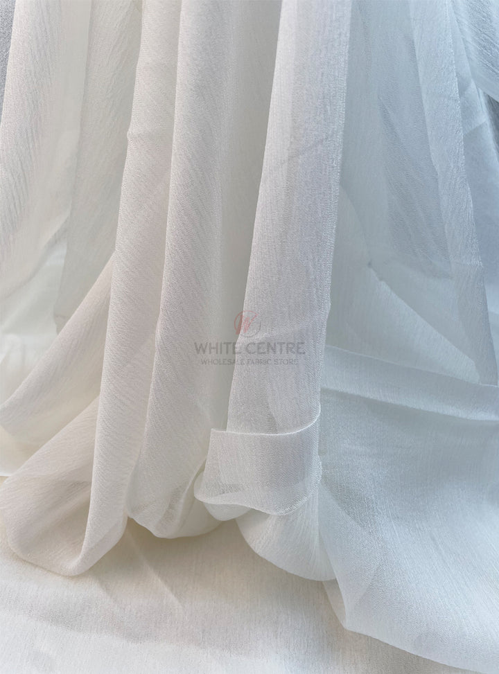 Aquamarine Crinkle Chiffon - White Centre Fabrics 