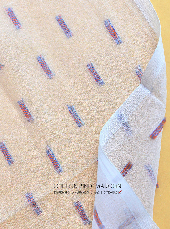 Chiffon Bindi Maroon - White Centre Fabrics 