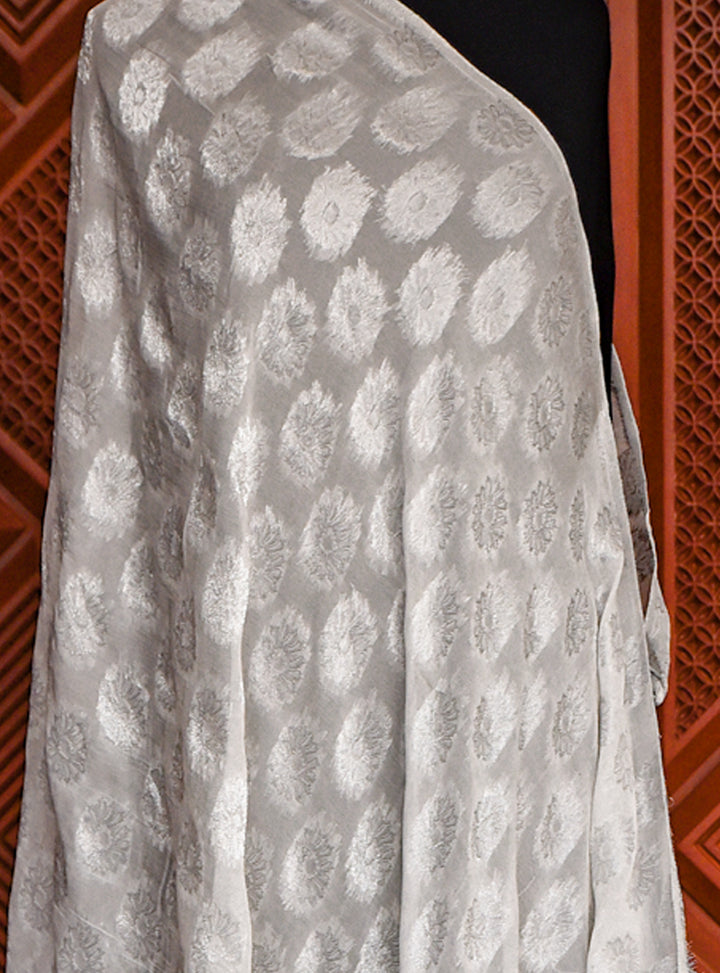 Chiffon Jacquard - Silver - White Centre Fabrics 