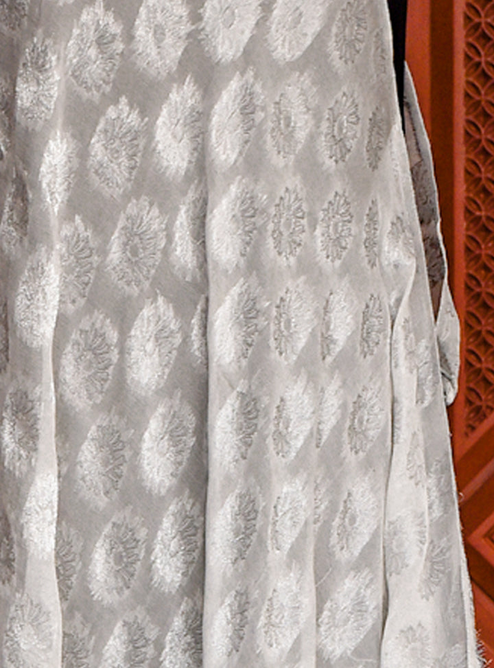 Chiffon Jacquard - Silver - White Centre Fabrics 