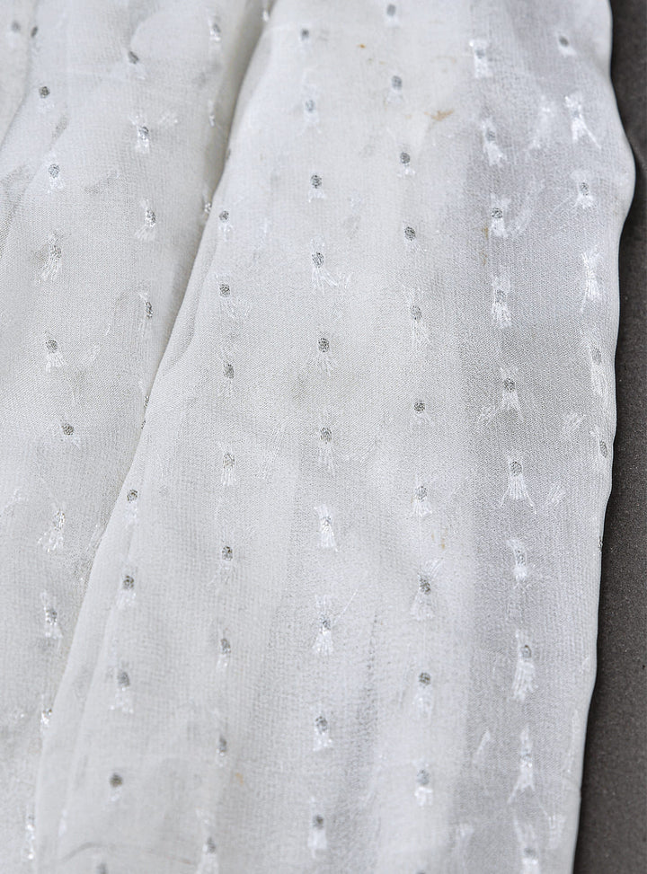 Chiffon Silver Bindi - White Centre Fabrics 