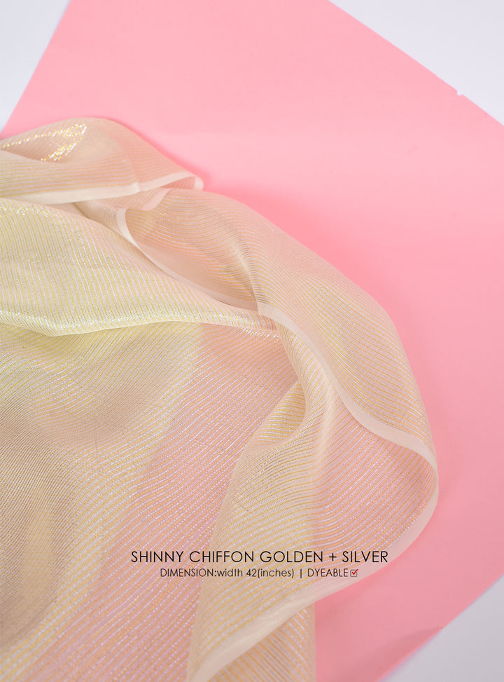 Shinny Chiffon + Golden + Silver - White Centre Fabrics 