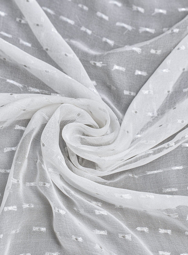 Chiffon Silver Bindi - White Centre Fabrics 