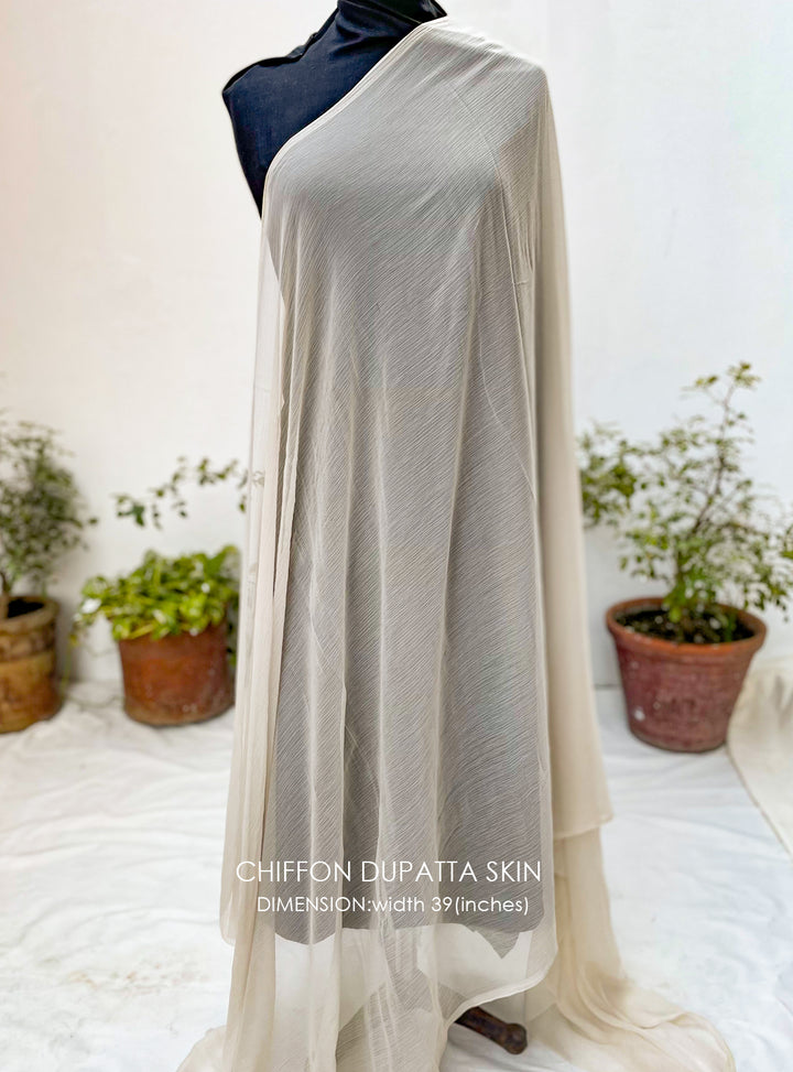 Chiffon Dupatta SKIN - White Centre Fabrics 