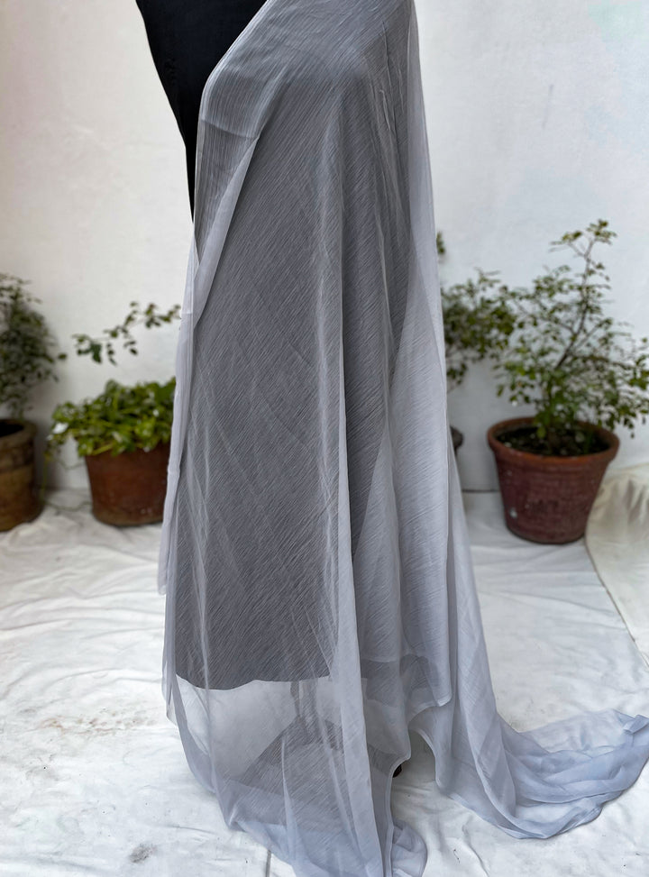 Chiffon Dupatta silver Grey - White Centre Fabrics 