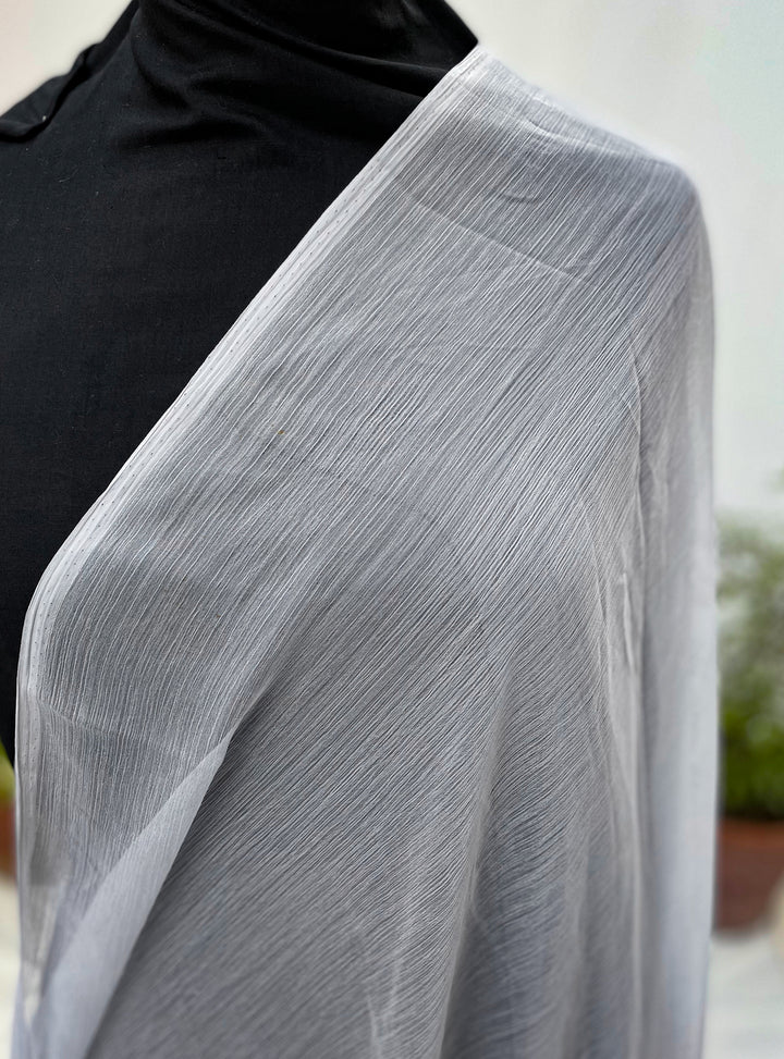 Chiffon Dupatta silver Grey - White Centre Fabrics 