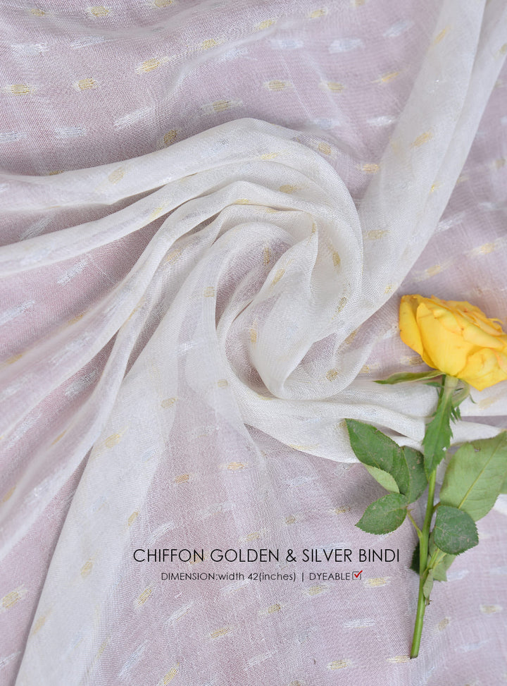 Chiffon Bindi - Golden & Silver - White Centre Fabrics 