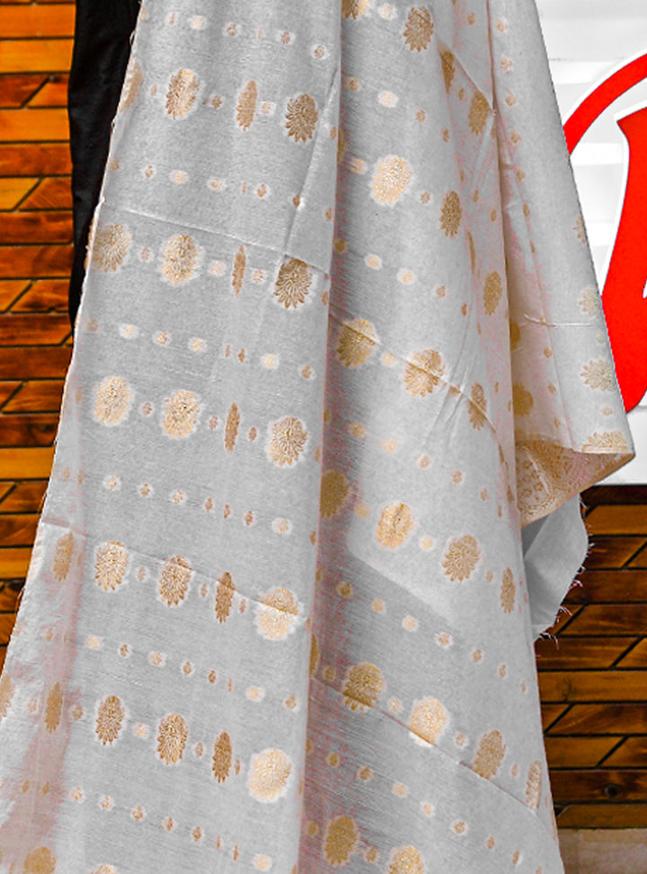 Cotton Jacquard Dupatta - Dull Gold - White Centre Fabrics 