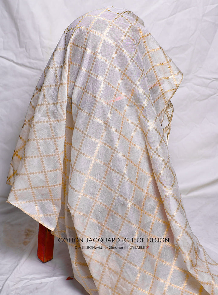 Cotton Jacquard (Check Design) - White Centre Fabrics 