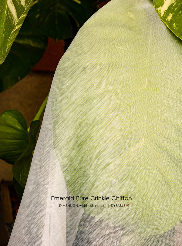 Emerald Pure Crinkle Chiffon - White Centre Fabrics 
