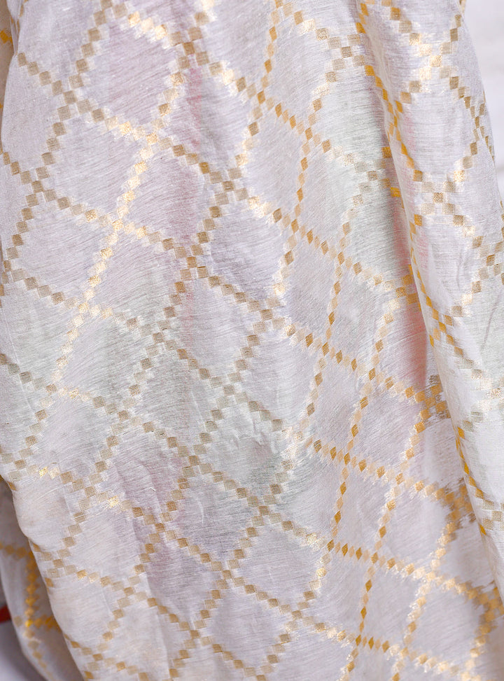 Cotton Jacquard (Check Design) - White Centre Fabrics 