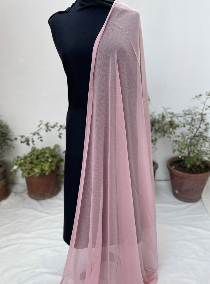 Chiffon Dupatta Powder Pink - White Centre Fabrics 