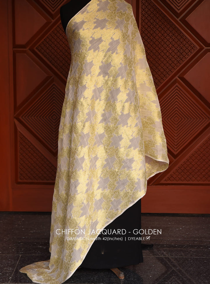 Chiffon Jacquard - Golden - White Centre Fabrics 