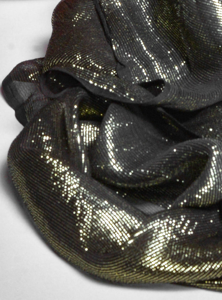 Shinny Chiffon - Gold (Black Dyed) - White Centre Fabrics 