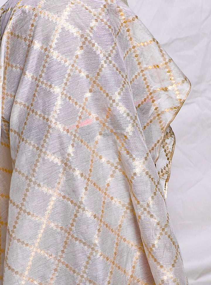 Cotton Jacquard (Check Design) - White Centre Fabrics 