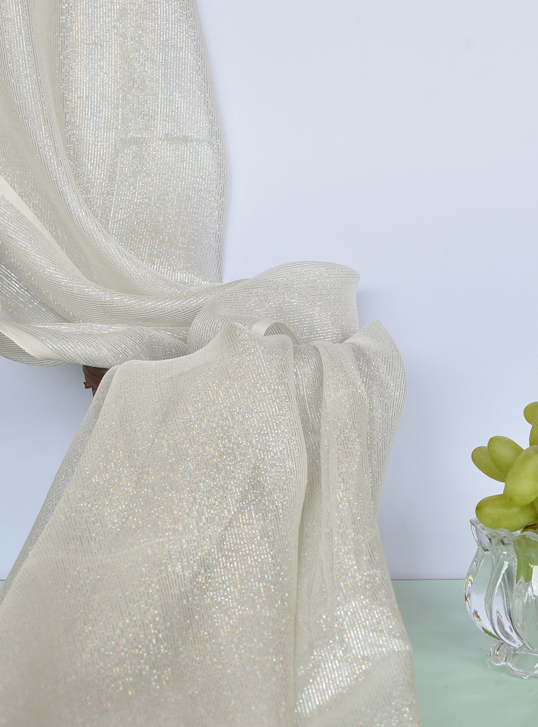 Shinny Chiffon - Silver – White Centre Fabrics