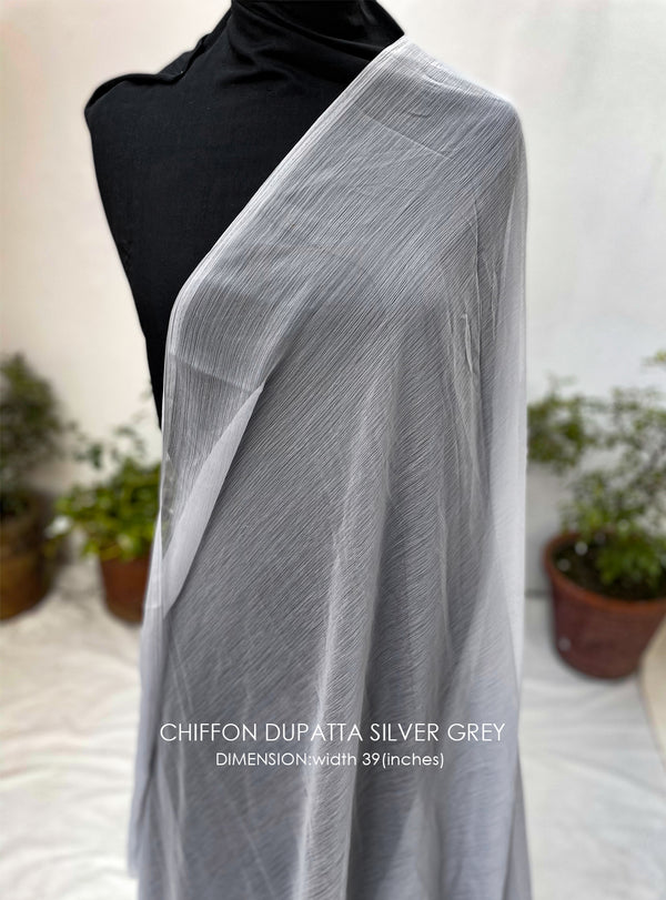 Chiffon Dupatta silver Grey