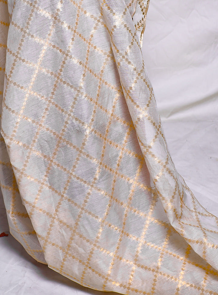 Cotton Jacquard (Check Design) - White Centre Fabrics 