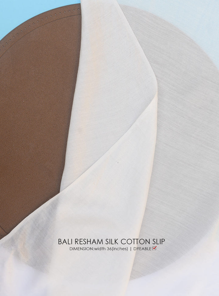 Bali Resham Silk Cotton Slip - White Centre Fabrics 