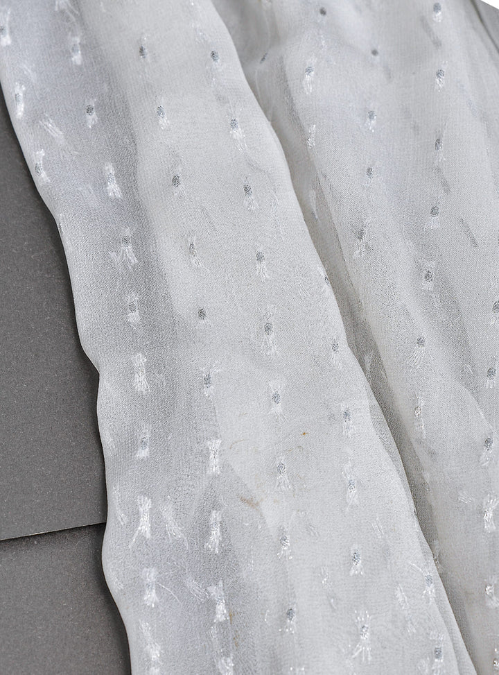 Chiffon Silver Bindi - White Centre Fabrics 